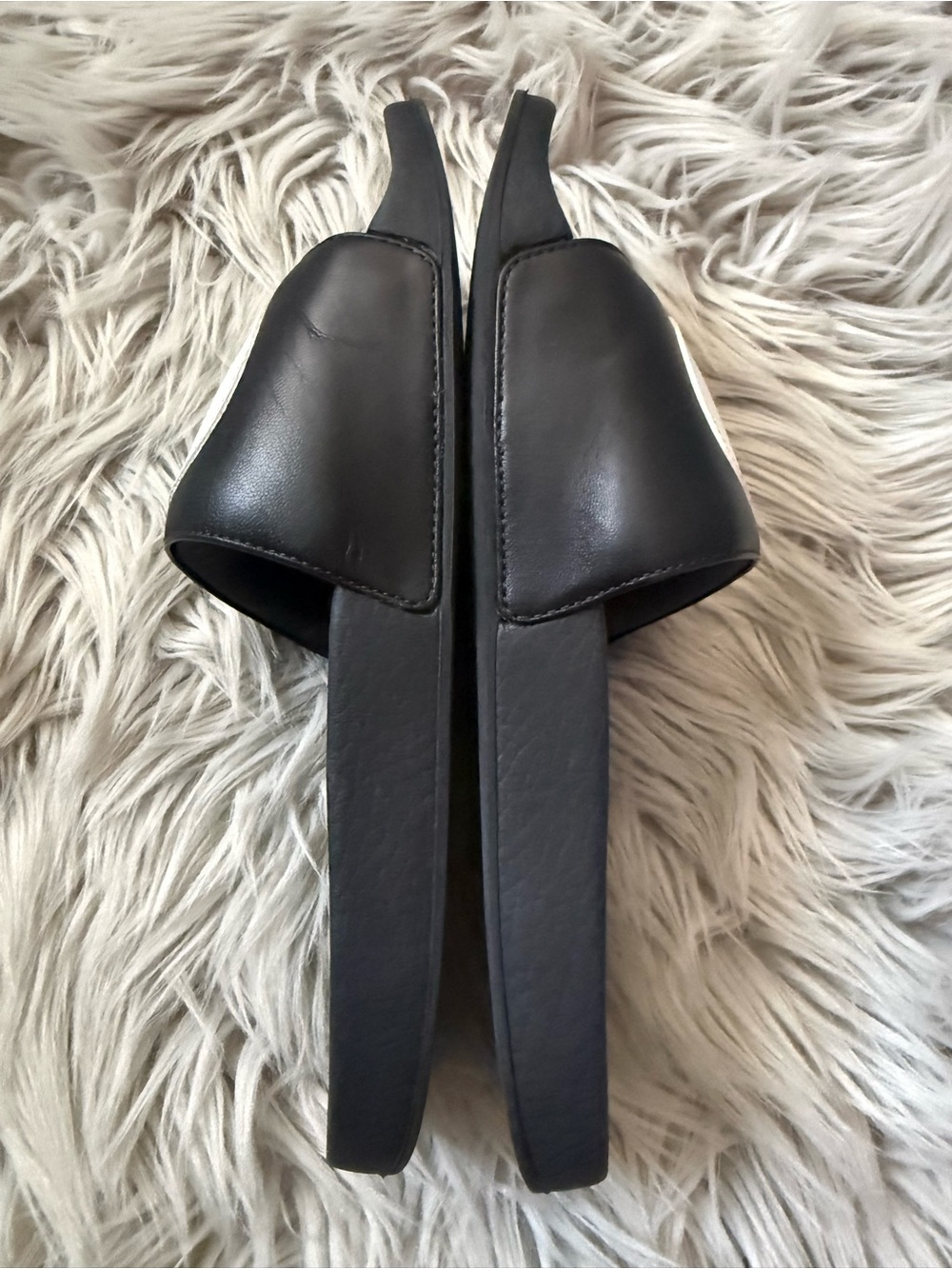 GUCCI Nappa Miro Soft Calfskin Women Interlocking G Slide Sandals 37 Black White - Picture 7 of 14